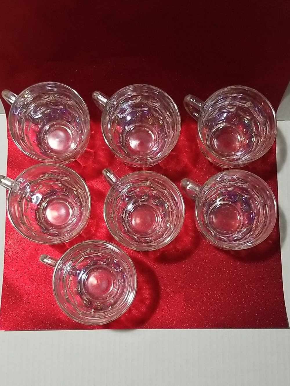 Punch Cups Thumbprint Iridescent Design 7 Glass Cups